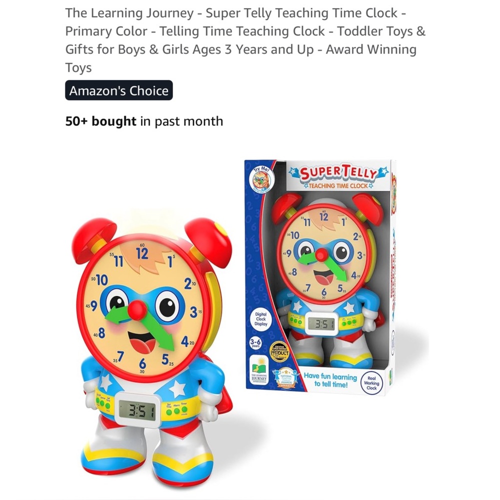 Super Telly Teaching Time Clock Toy – Educational Learning Kids Clock